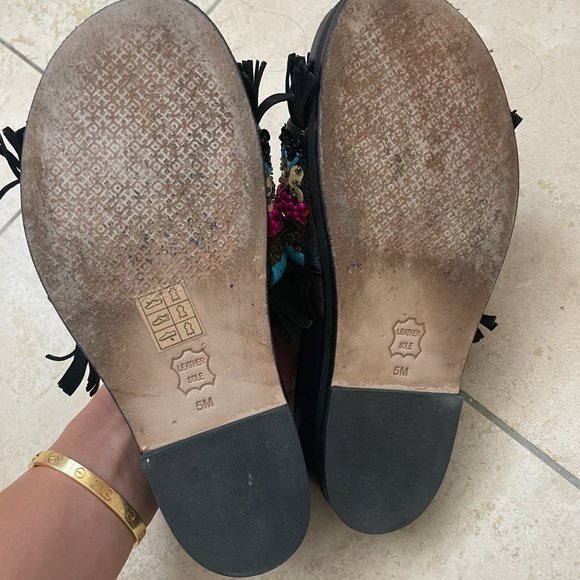 TORY BURCH Embellished Leather Slides Size 5 - Picture 6 of 6